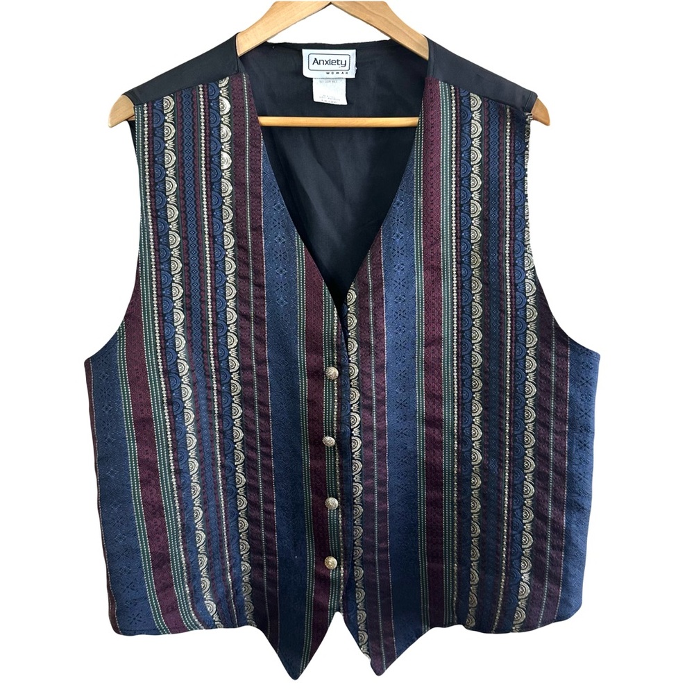 Anxiety Vintage 90s Satin Classic Formal Vest Womes 18/20